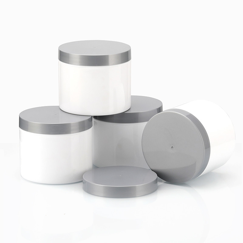 Wholesale 120g White Single Layer PP Plastic Gray Lid Cosmetic Packaging Containers